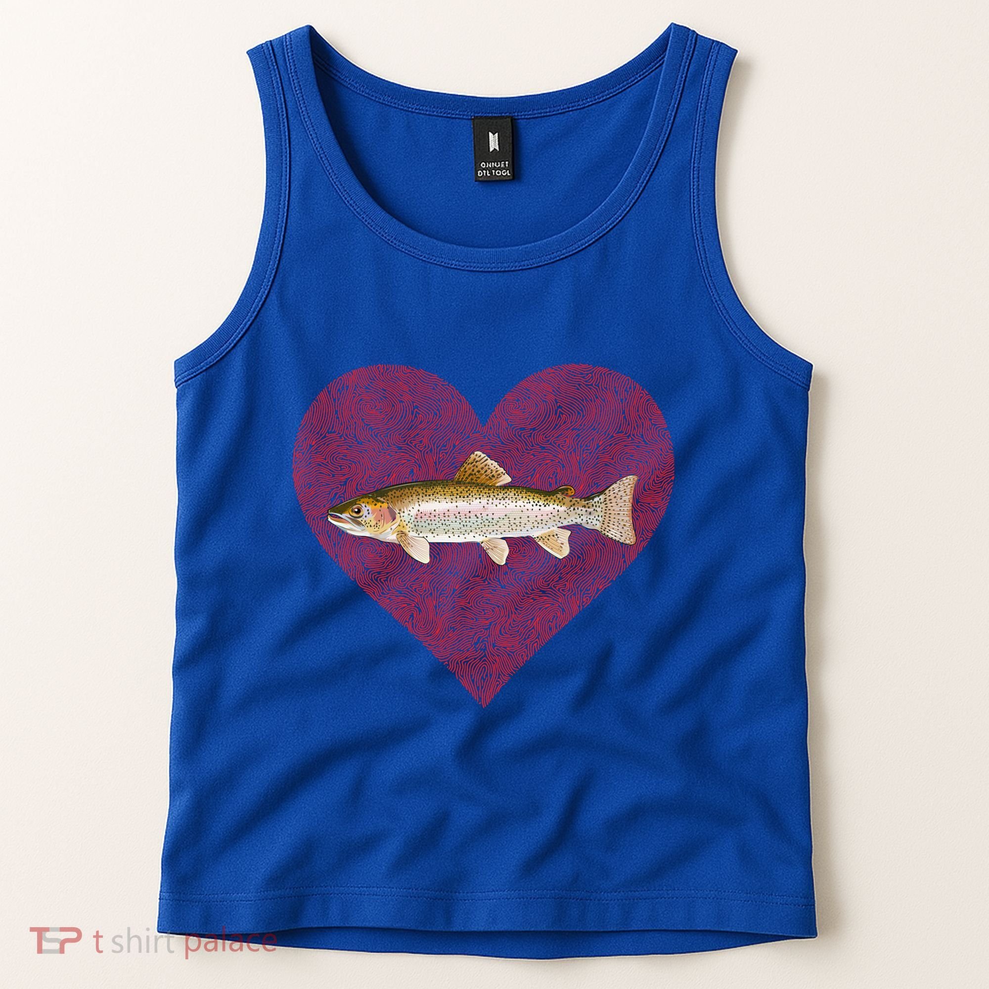 Rainbow Trout Valentines Day Fish Love Fingerprint Gift Tank Top