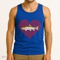 Rainbow Trout Valentines Day Fish Love Fingerprint Gift Tank Top thumb 3