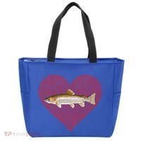 Rainbow Trout Valentines Day Fish Love Fingerprint Gift Tote Bag thumb 0