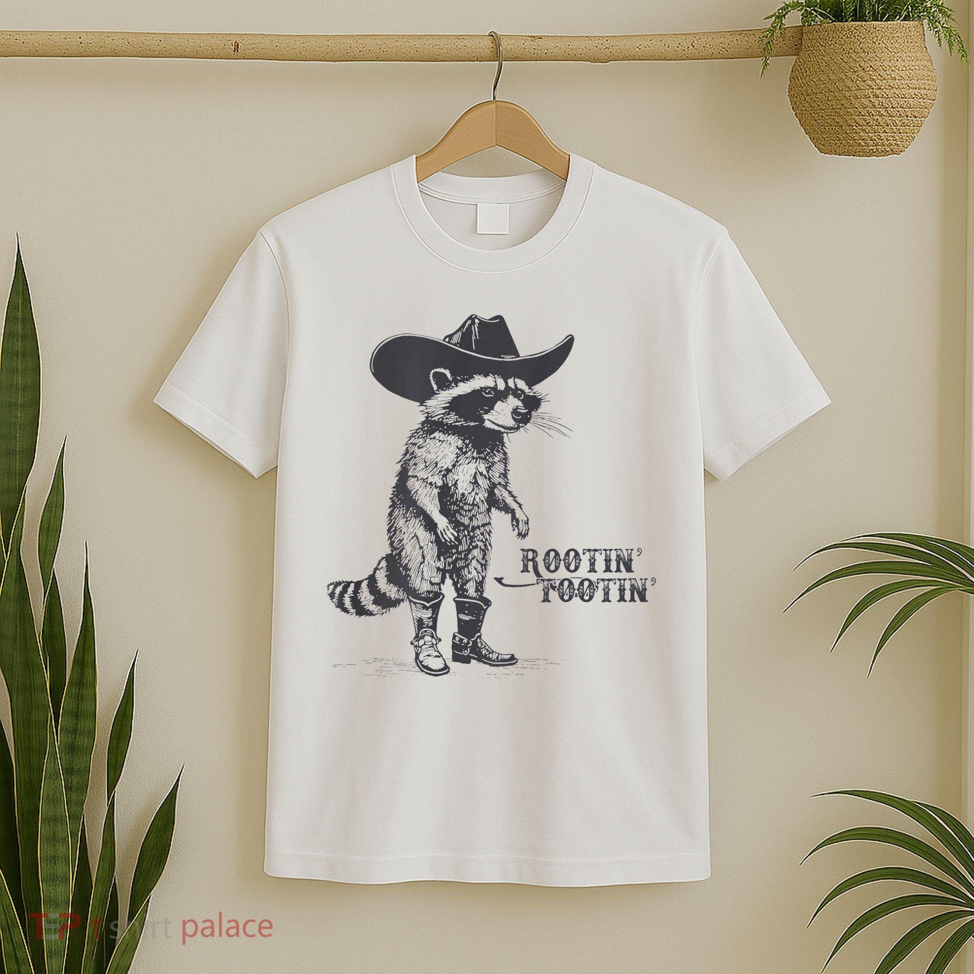 Rootin Tootin Vintage Raccoon Cow Cow Trash Panda T-Shirt