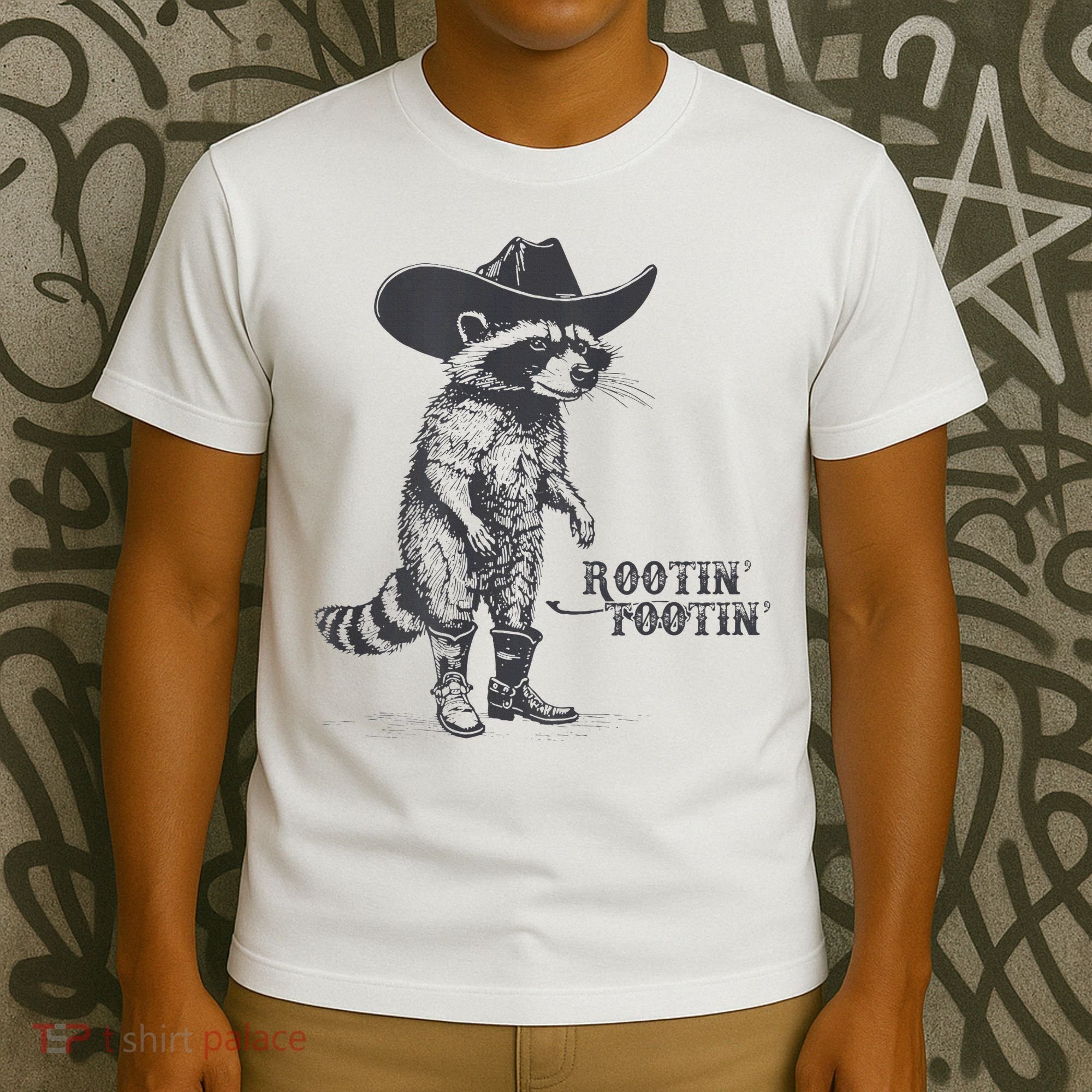Rootin Tootin Vintage Raccoon Cow Cow Trash Panda T-Shirt