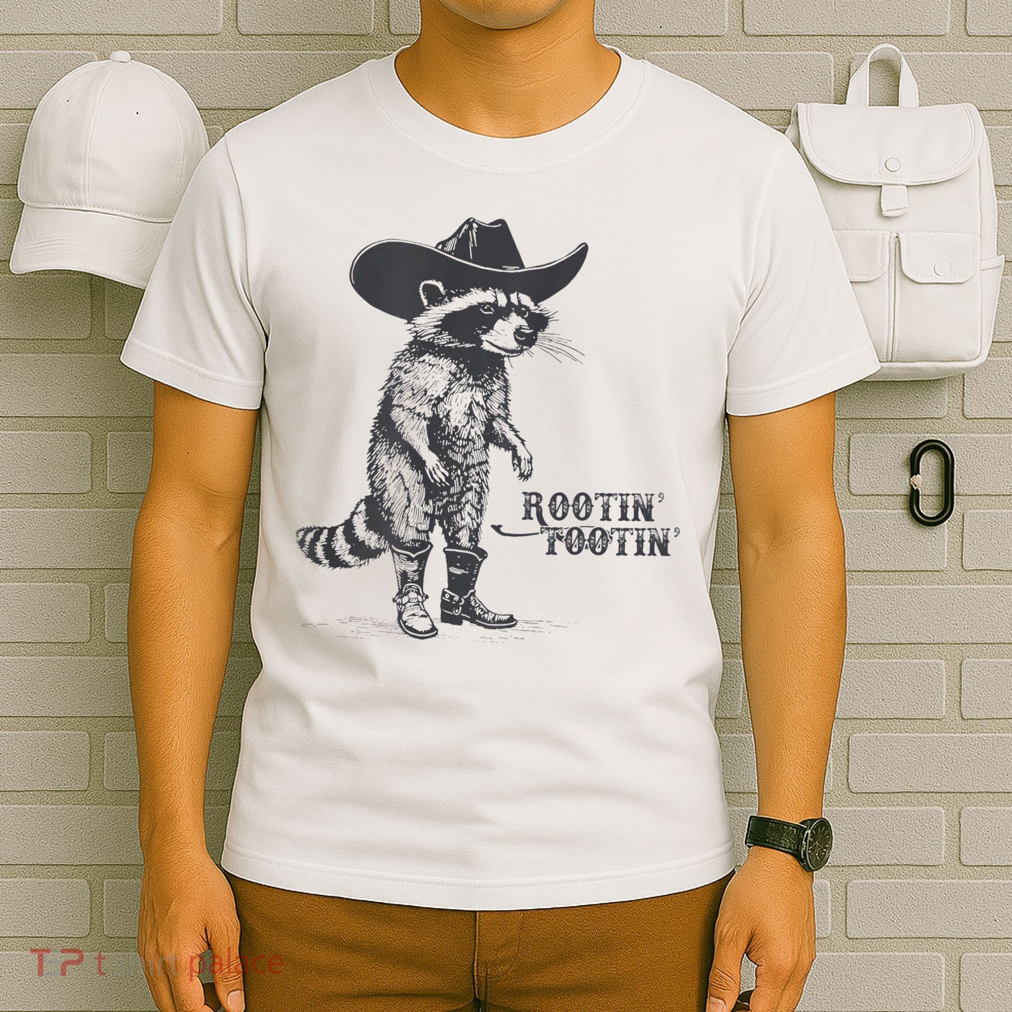 Rootin Tootin Vintage Raccoon Cow Cow Trash Panda T-Shirt