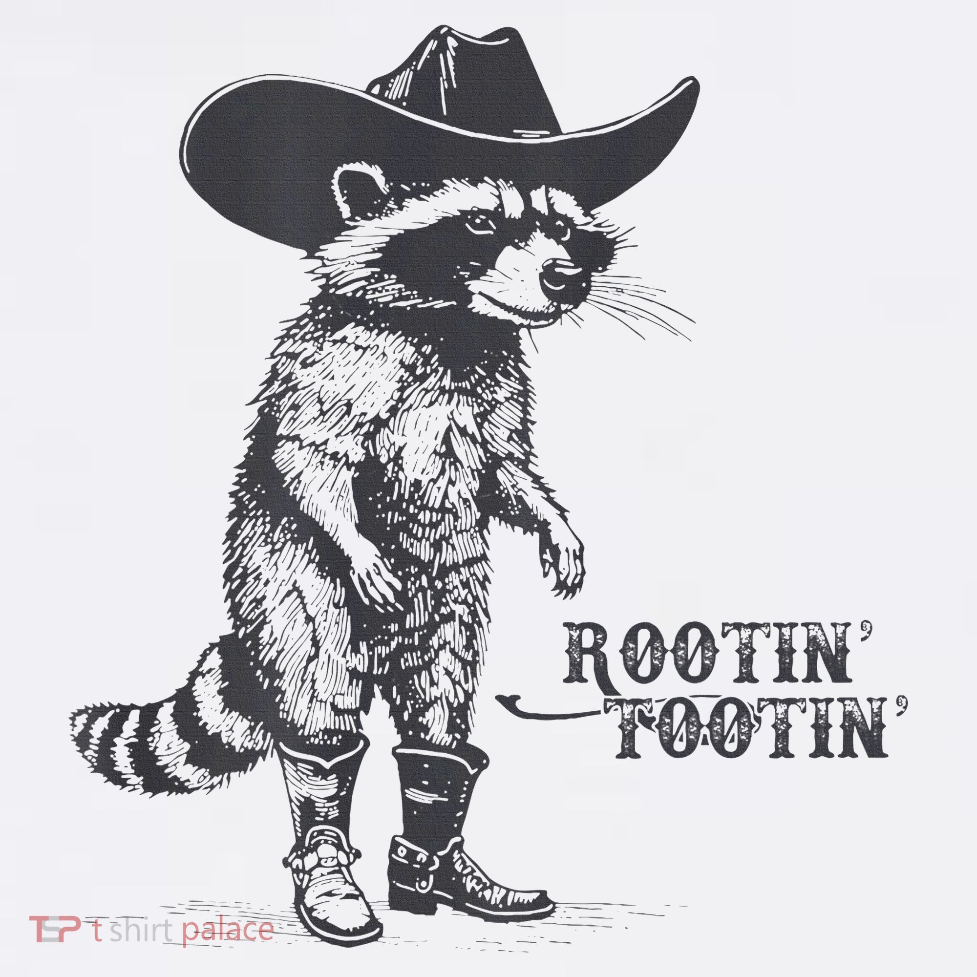 Rootin Tootin Vintage Raccoon Cow Cow Trash Panda T-Shirt