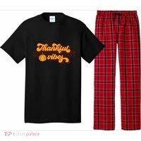 Retro Thankful Vibes Thanksgiving Fall Season Gift Pajama Set thumb 0