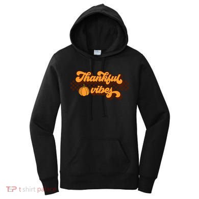 Retro Thankful Vibes Thanksgiving Fall Season Gift Women's Hoodie