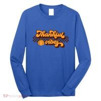 Retro Thankful Vibes Thanksgiving Fall Season Gift Long Sleeve Shirt thumb 0