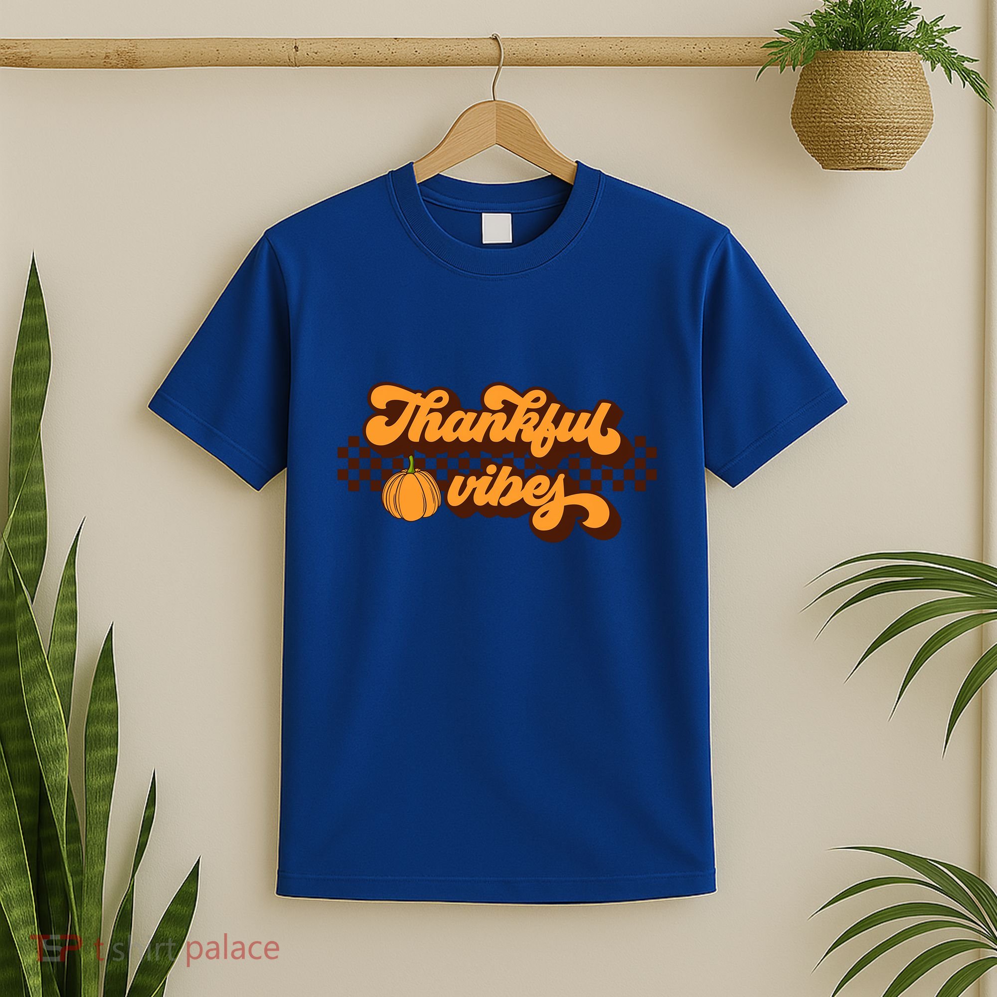 Retro Thankful Vibes Thanksgiving Fall Season Gift T-Shirt
