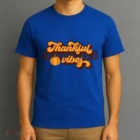 Retro Thankful Vibes Thanksgiving Fall Season Gift T-Shirt thumb 3