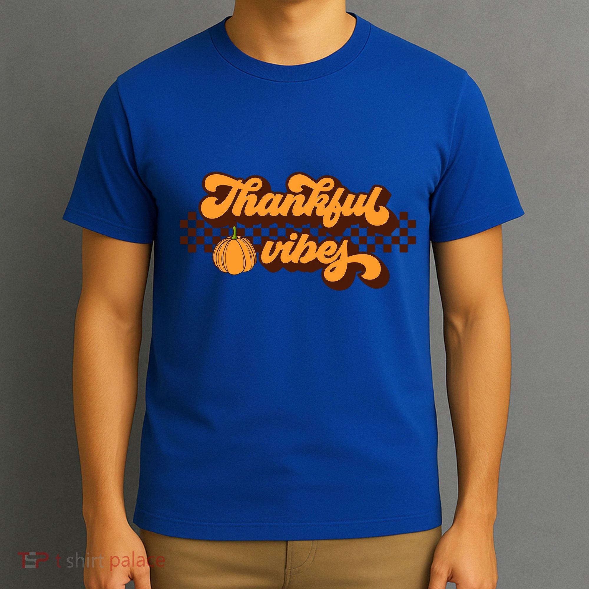 Retro Thankful Vibes Thanksgiving Fall Season Gift T-Shirt