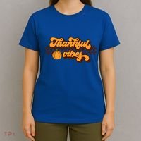 Retro Thankful Vibes Thanksgiving Fall Season Gift T-Shirt thumb 4