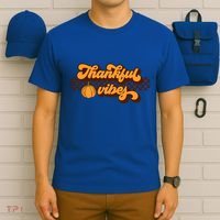 Retro Thankful Vibes Thanksgiving Fall Season Gift T-Shirt thumb 6