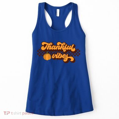 Retro Thankful Vibes Thanksgiving Fall Season Gift Women's Tank Top