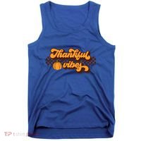Retro Thankful Vibes Thanksgiving Fall Season Gift Tank Top thumb 0