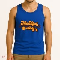 Retro Thankful Vibes Thanksgiving Fall Season Gift Tank Top thumb 3