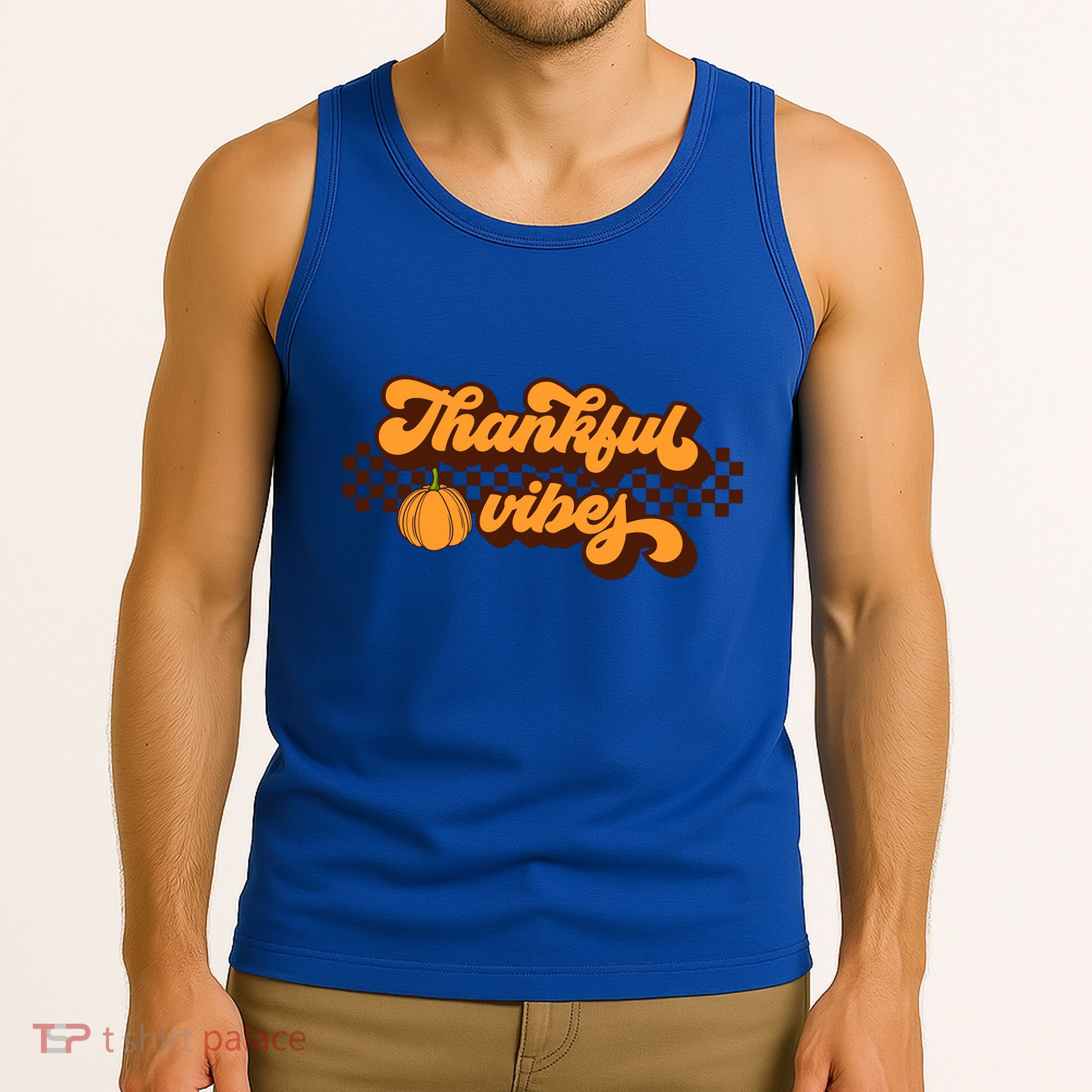 Retro Thankful Vibes Thanksgiving Fall Season Gift Tank Top