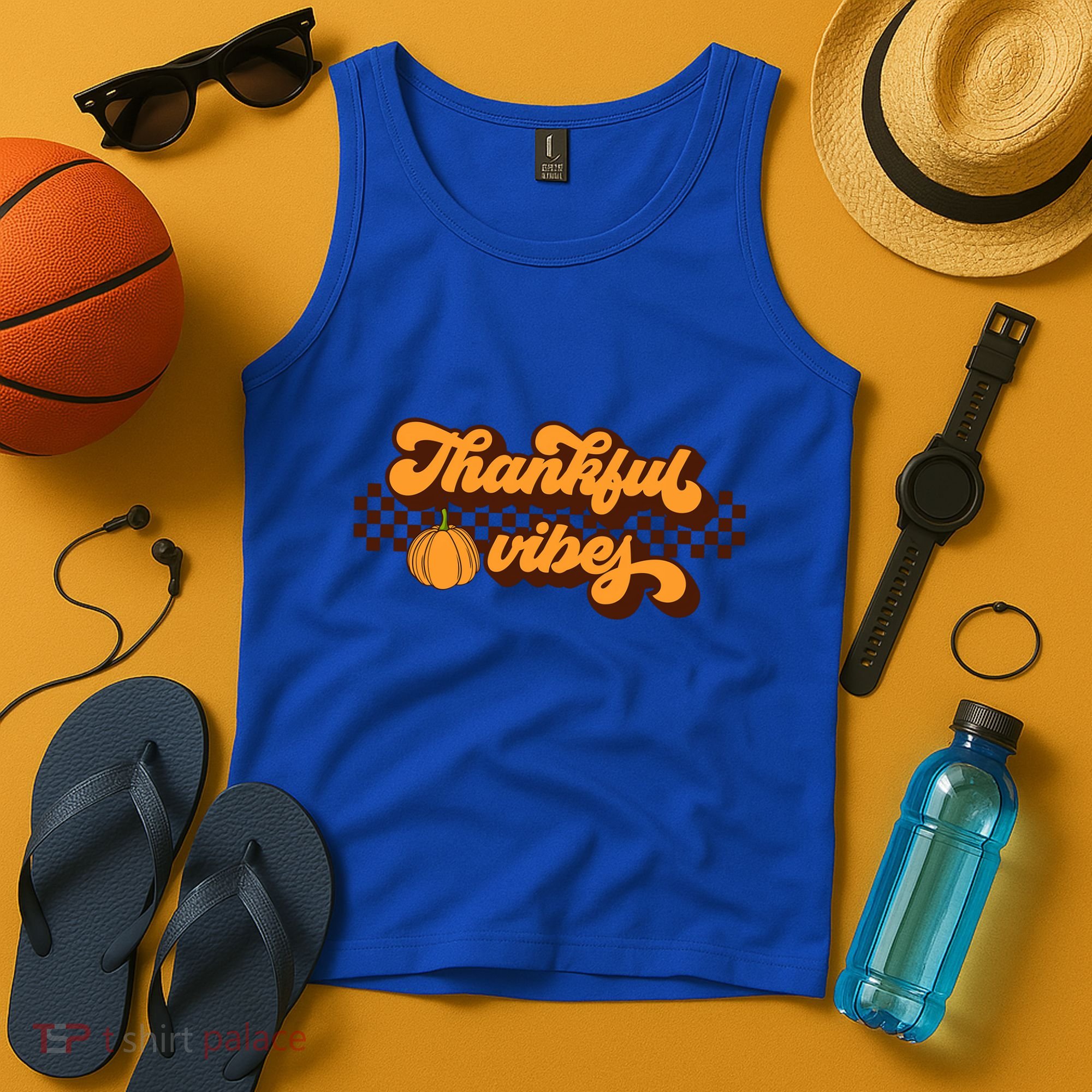 Retro Thankful Vibes Thanksgiving Fall Season Gift Tank Top
