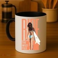 Ride The Wild Woman Surfing Coffee Mug thumb 4