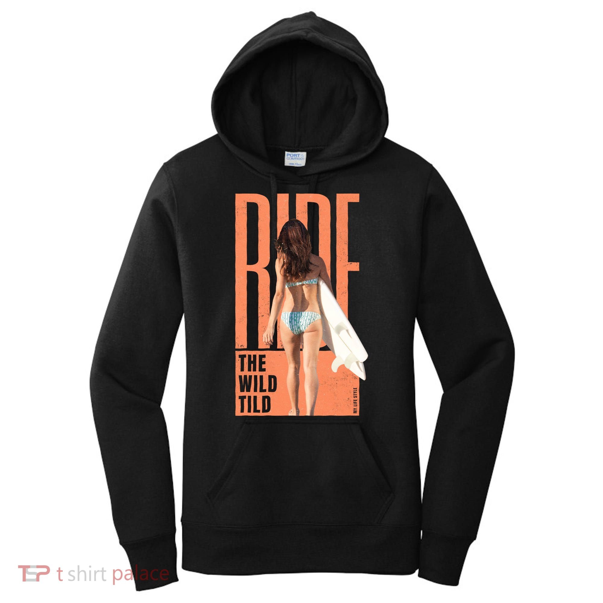 Ride The Wild Woman Surfing Women's Hoodie
