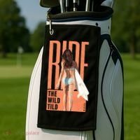 Ride The Wild Woman Surfing Golf Towel thumb 2