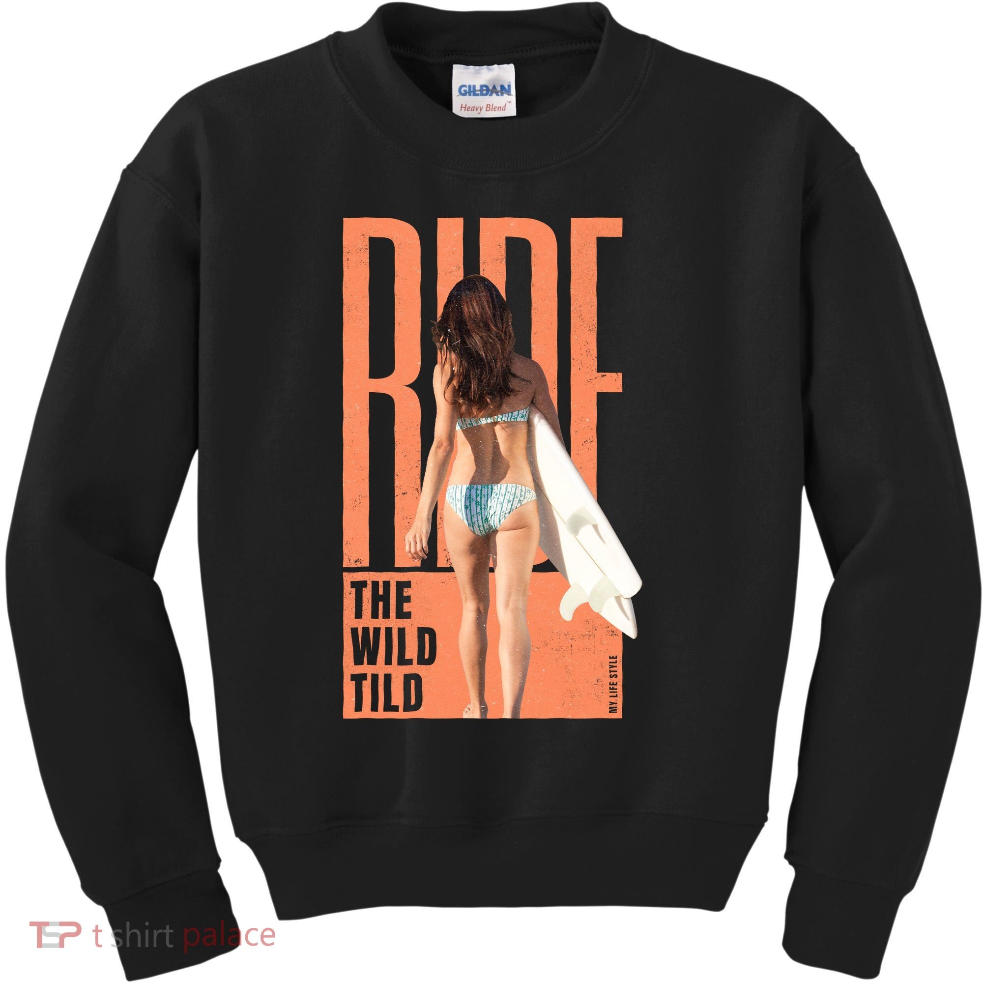 Ride The Wild Woman Surfing Kids Sweatshirt