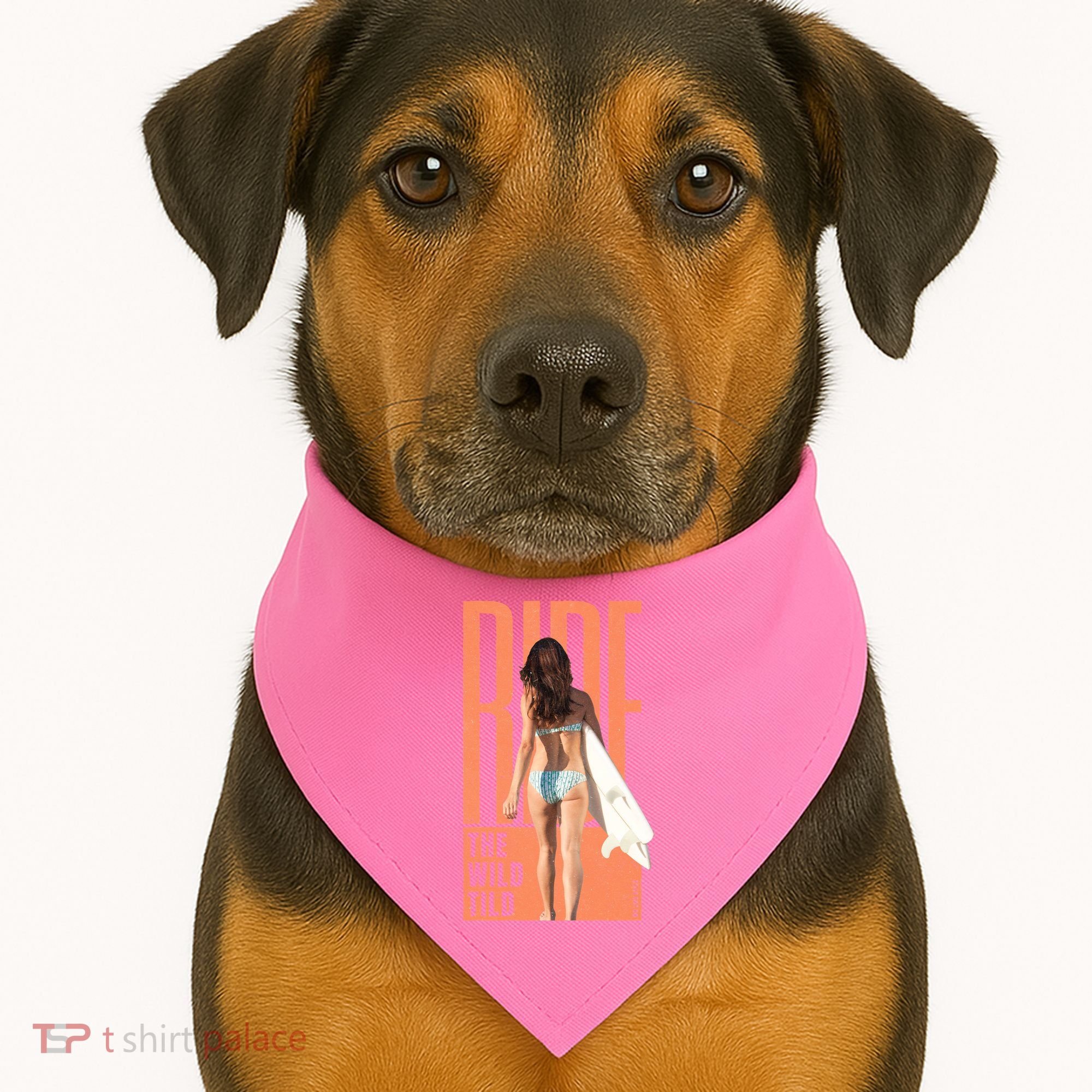 Ride The Wild Woman Surfing USA-Made Doggie Bandana