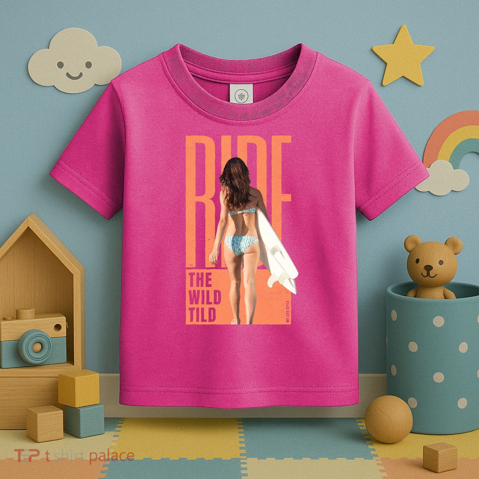 Ride The Wild Woman Surfing Toddler T-Shirt