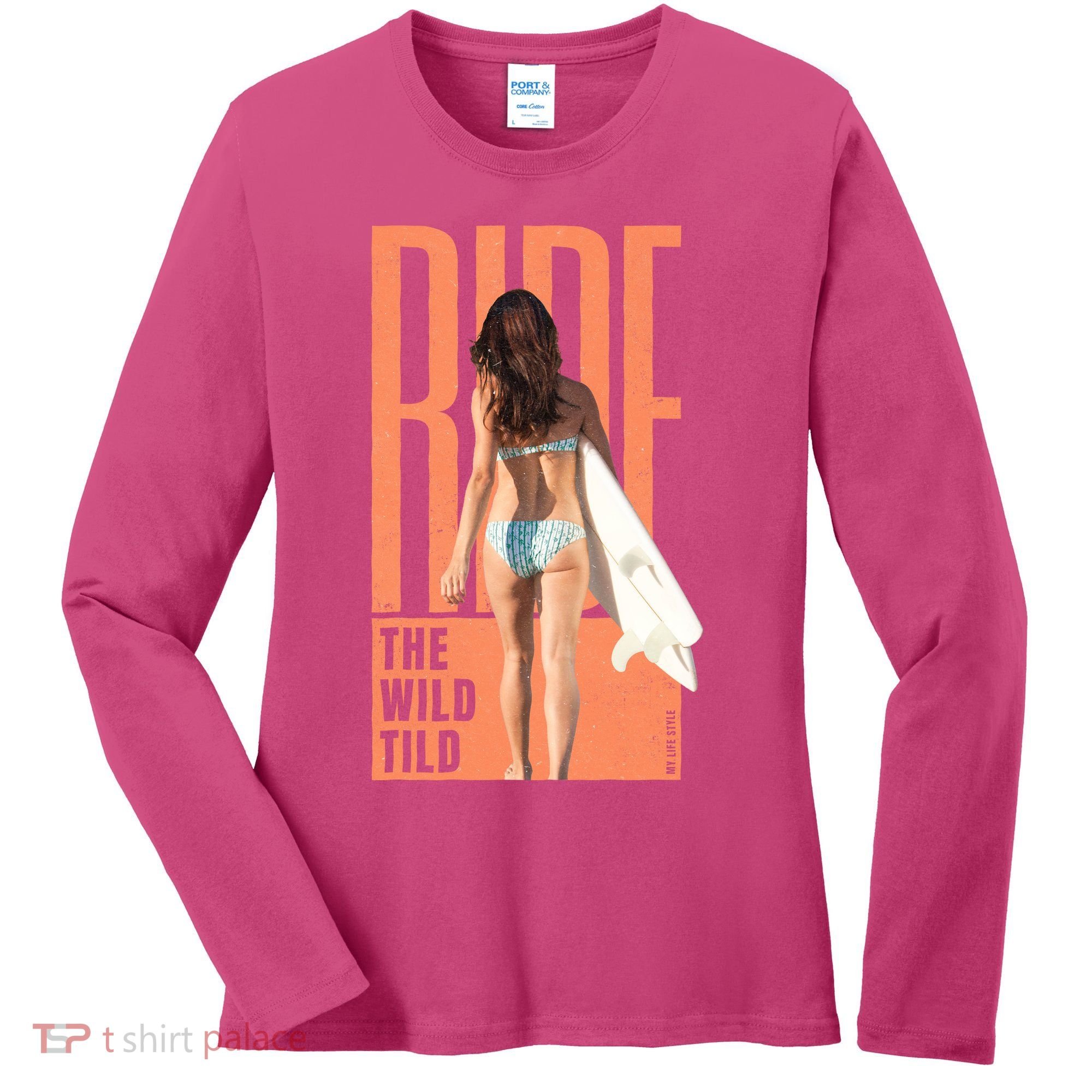 Ride The Wild Woman Surfing Women's Long Sleeve Shirt