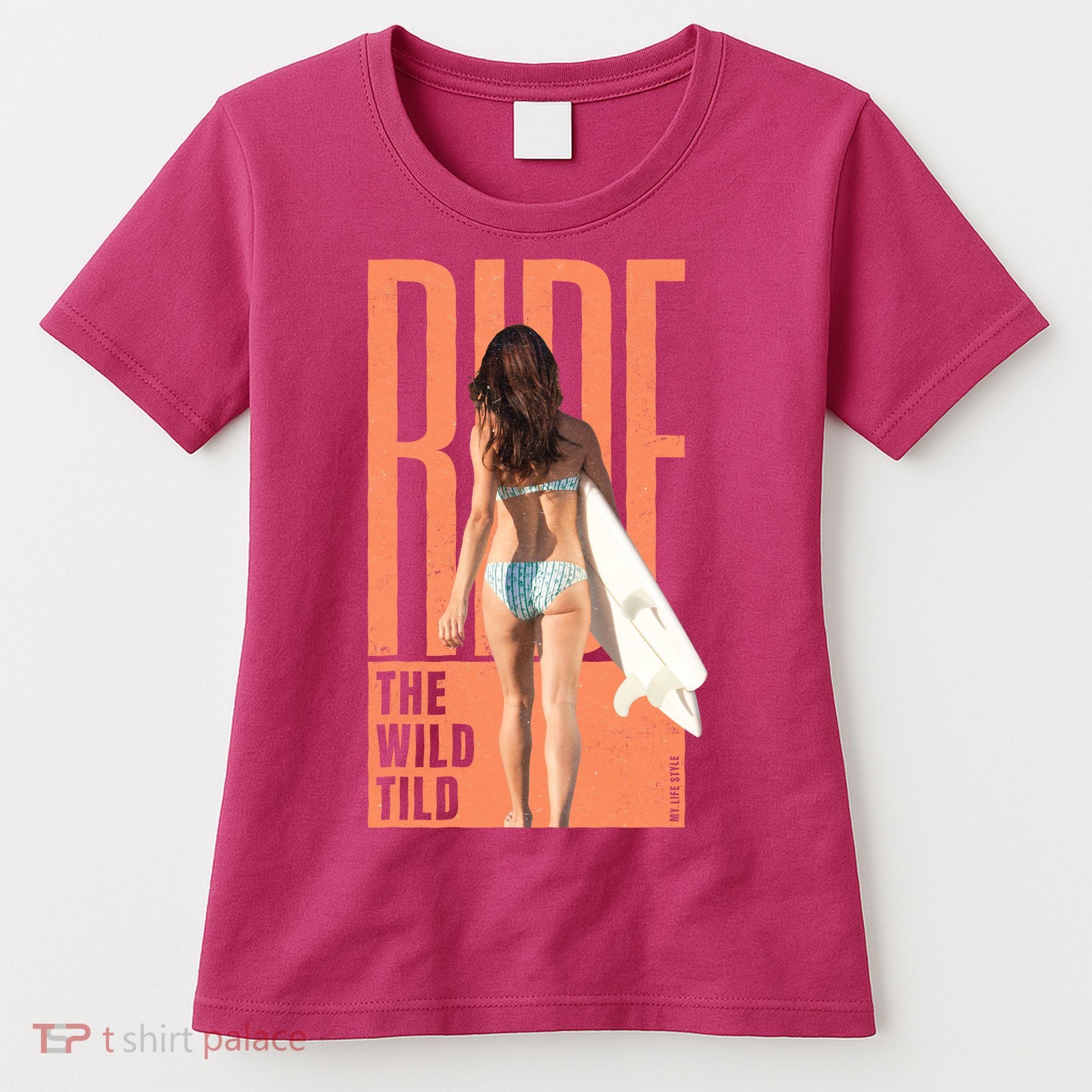 Ride The Wild Woman Surfing Women's T-Shirt