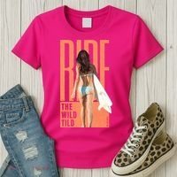 Ride The Wild Woman Surfing Women's T-Shirt thumb 3