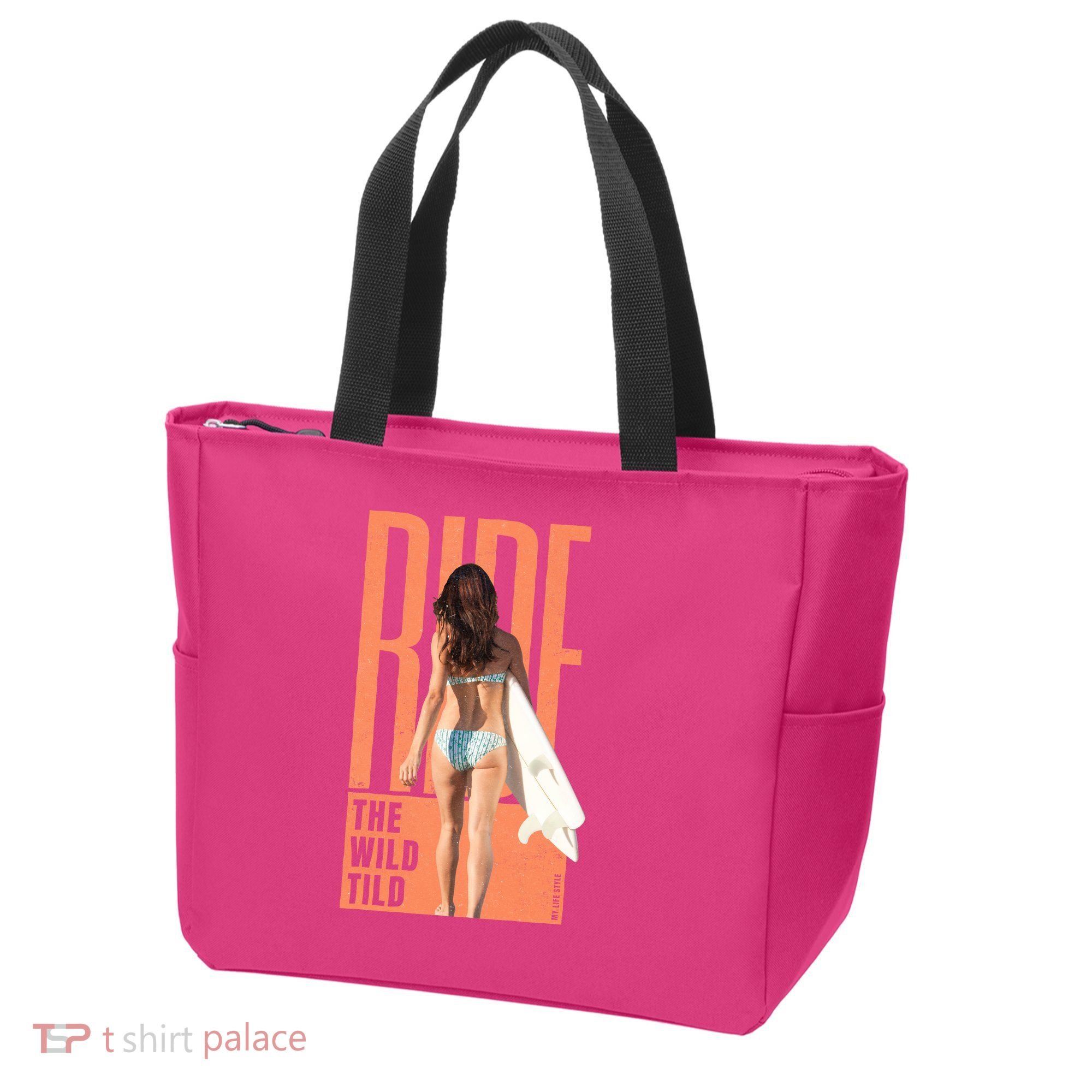 Ride The Wild Woman Surfing Tote Bag