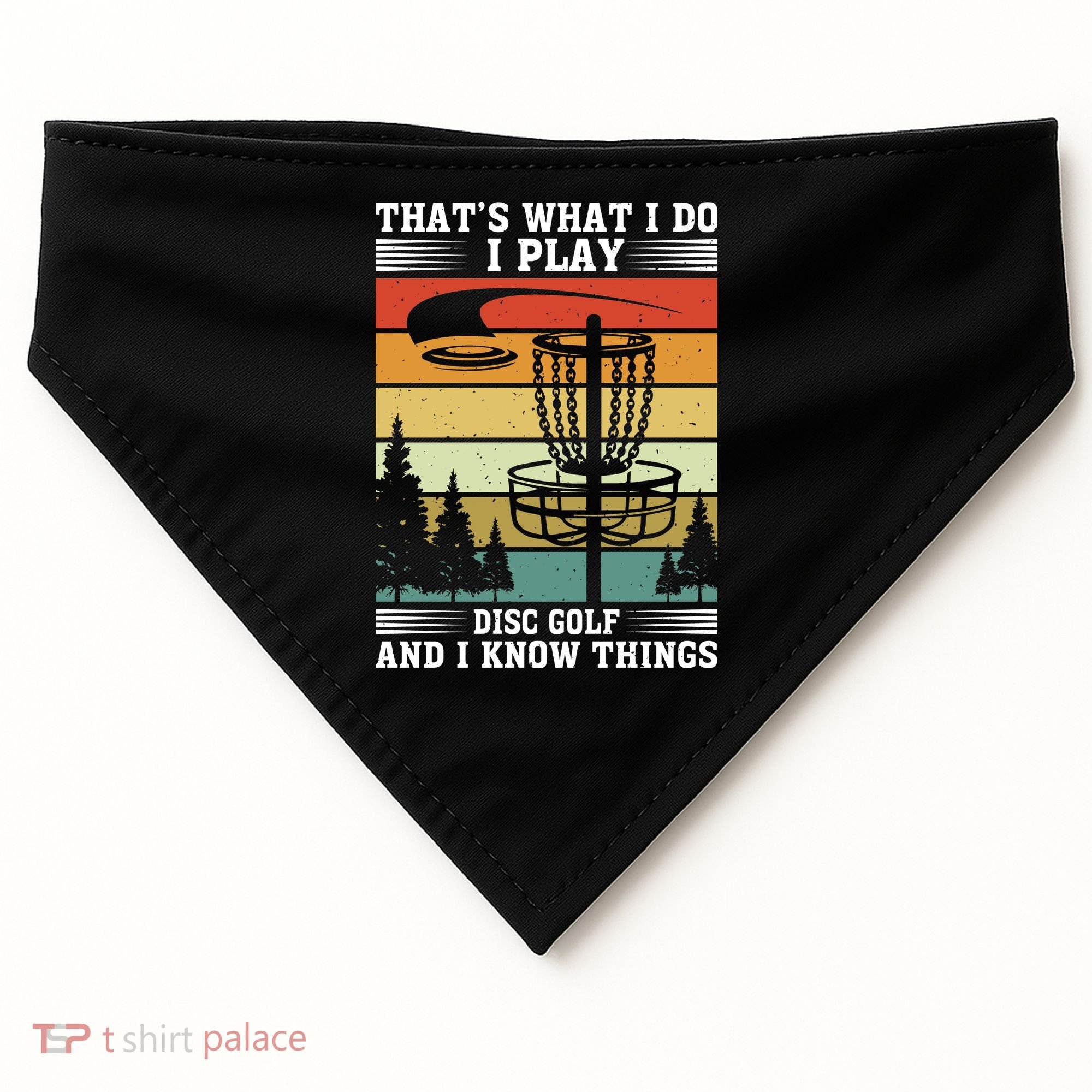 Retro That's What I Do I Play Disc Golf And I Know Things USA-Made Doggie Bandana