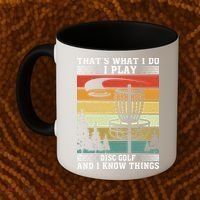 Retro That's What I Do I Play Disc Golf And I Know Things Coffee Mug thumb 2