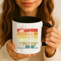 Retro That's What I Do I Play Disc Golf And I Know Things Coffee Mug thumb 3