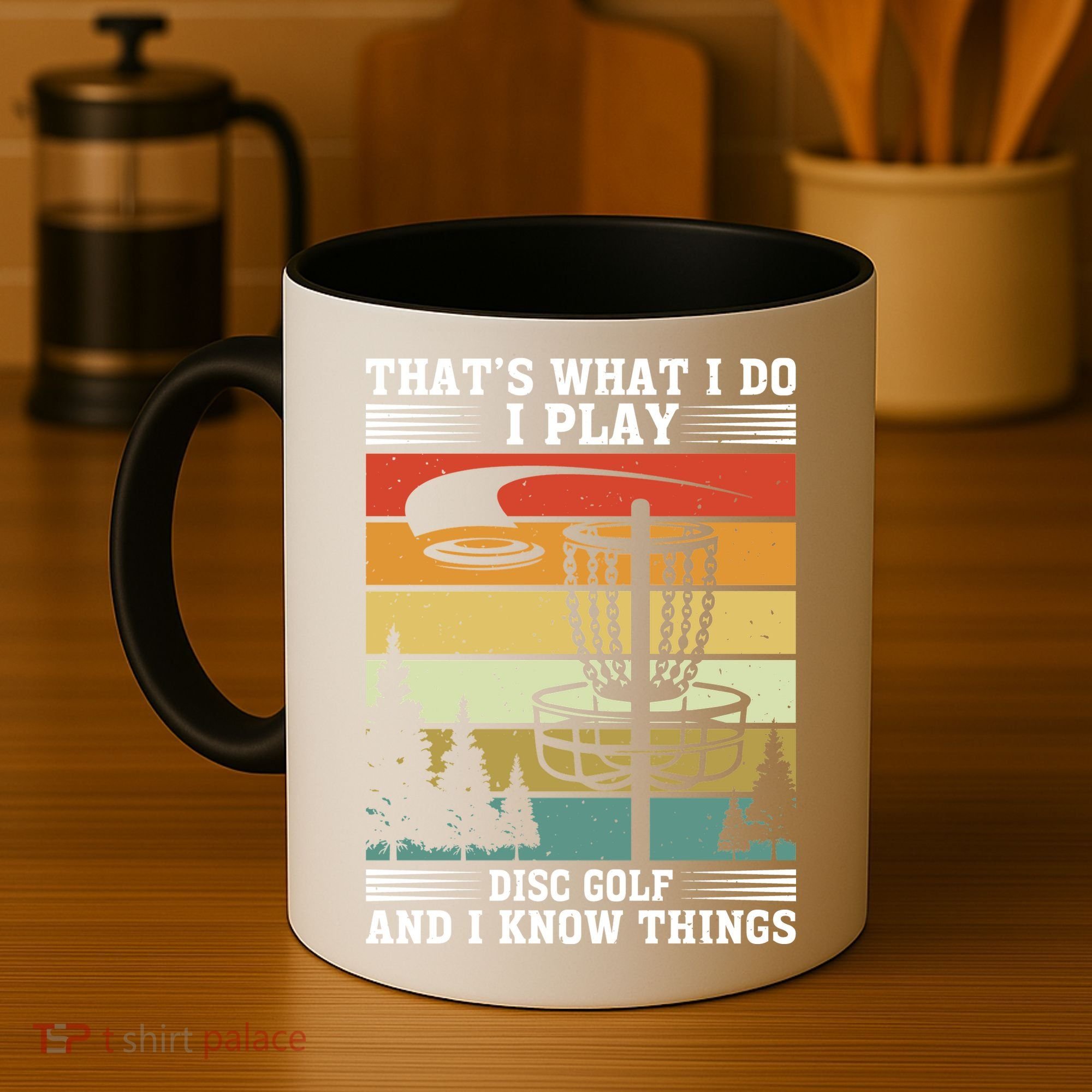 Retro That's What I Do I Play Disc Golf And I Know Things Coffee Mug