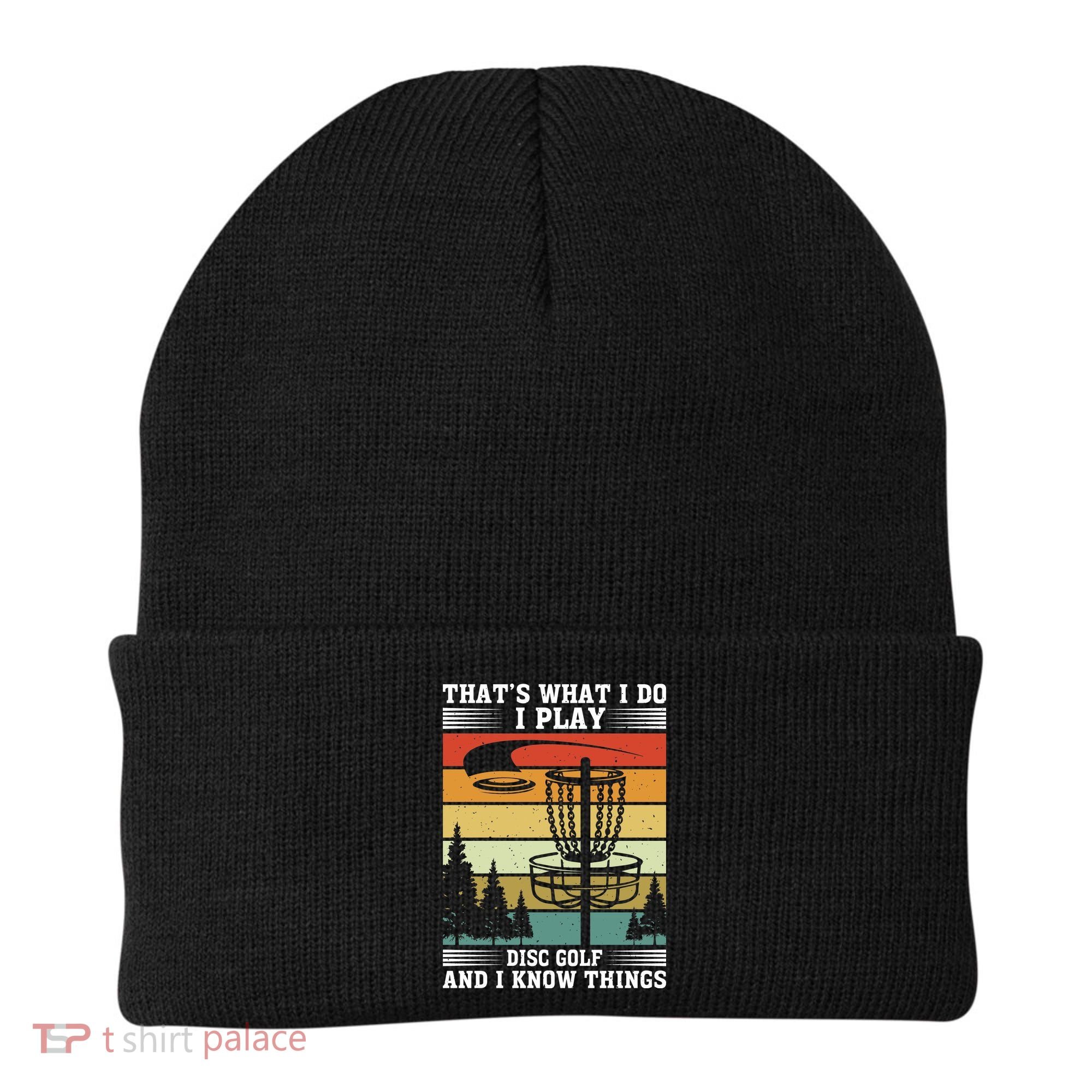 Retro That's What I Do I Play Disc Golf And I Know Things Beanie