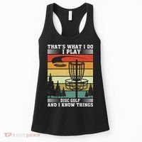 Retro That's What I Do I Play Disc Golf And I Know Things Women's Tank Top thumb 0