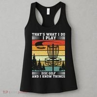 Retro That's What I Do I Play Disc Golf And I Know Things Women's Tank Top thumb 3