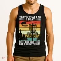 Retro That's What I Do I Play Disc Golf And I Know Things Tank Top thumb 3