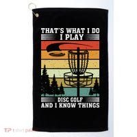 Retro That's What I Do I Play Disc Golf And I Know Things Golf Towel thumb 0