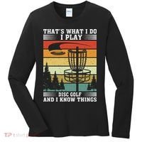 Retro That's What I Do I Play Disc Golf And I Know Things Women's Long Sleeve Shirt thumb 0