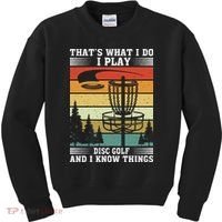 Retro That's What I Do I Play Disc Golf And I Know Things Kids Sweatshirt thumb 0