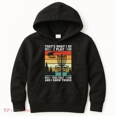 Retro That's What I Do I Play Disc Golf And I Know Things Kids Hoodie