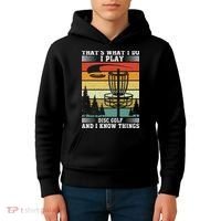 Retro That's What I Do I Play Disc Golf And I Know Things Kids Hoodie thumb 4