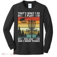 Retro That's What I Do I Play Disc Golf And I Know Things Kids Long Sleeve Shirt thumb 0