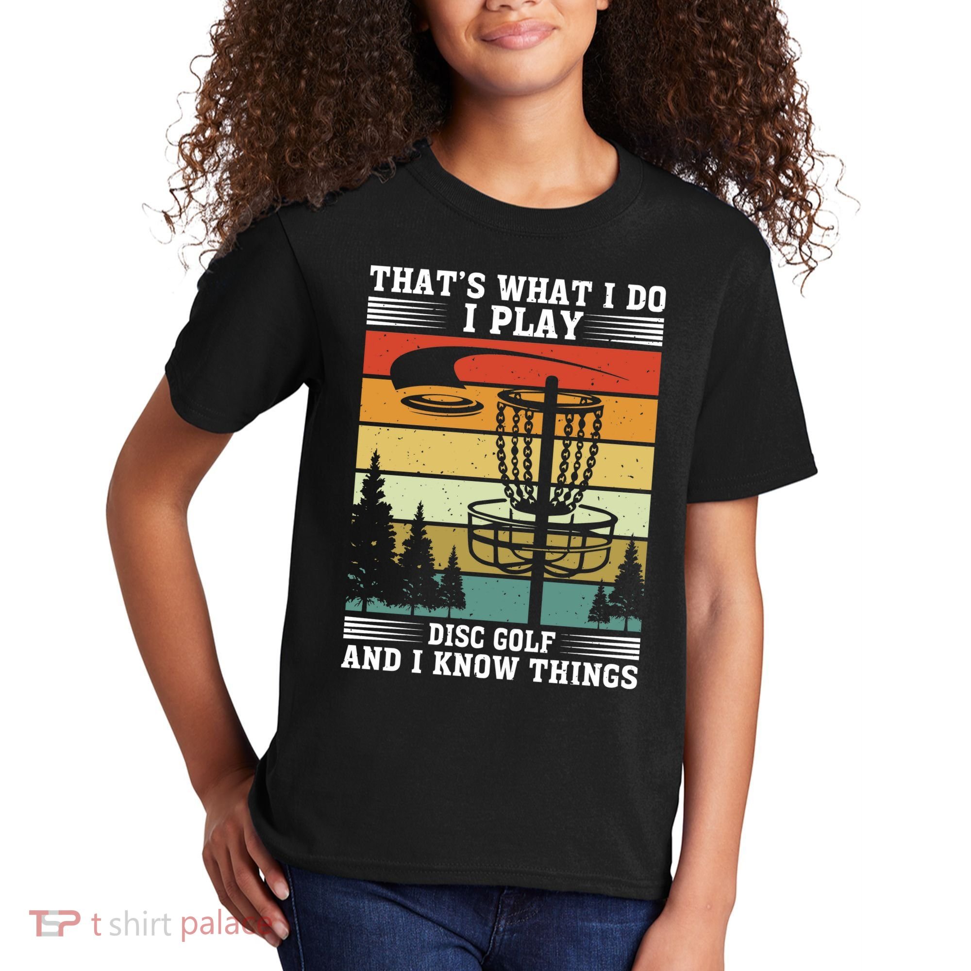 Retro That's What I Do I Play Disc Golf And I Know Things Kids T-Shirt