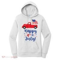 Red Truck With American Flag Happy 4th Of July Women's Hoodie thumb 0