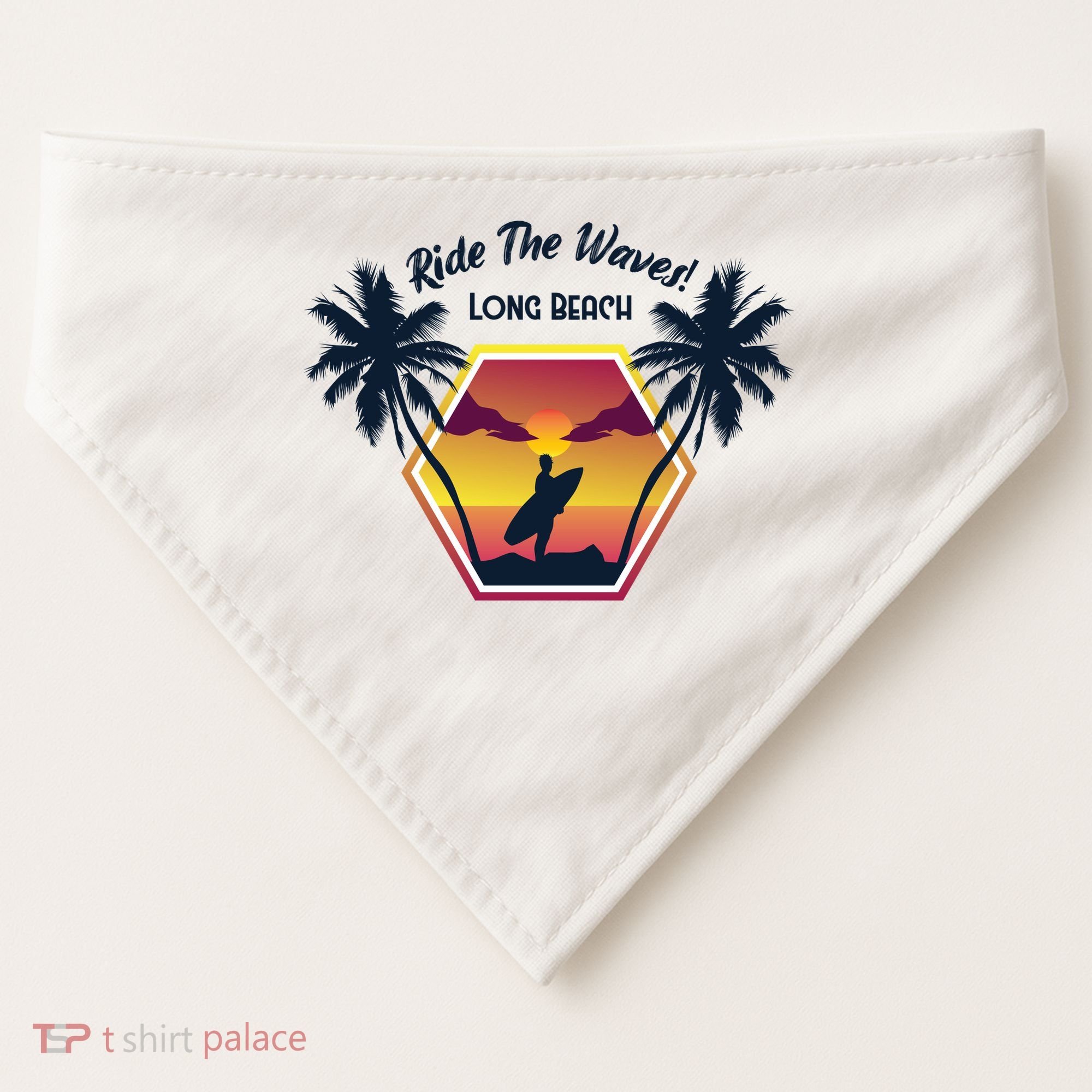 Ride The Waves Long Beach USA-Made Doggie Bandana