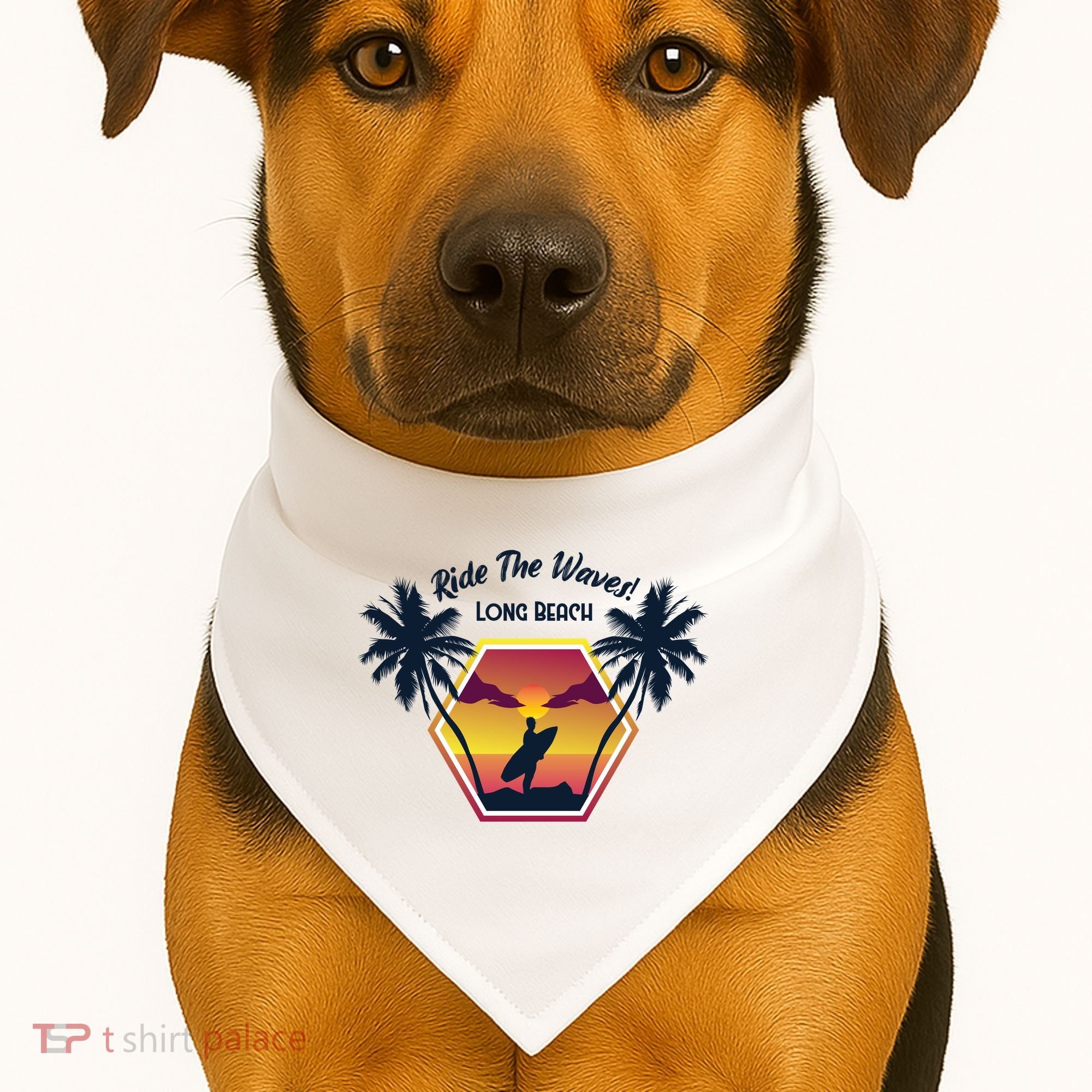 Ride The Waves Long Beach USA-Made Doggie Bandana
