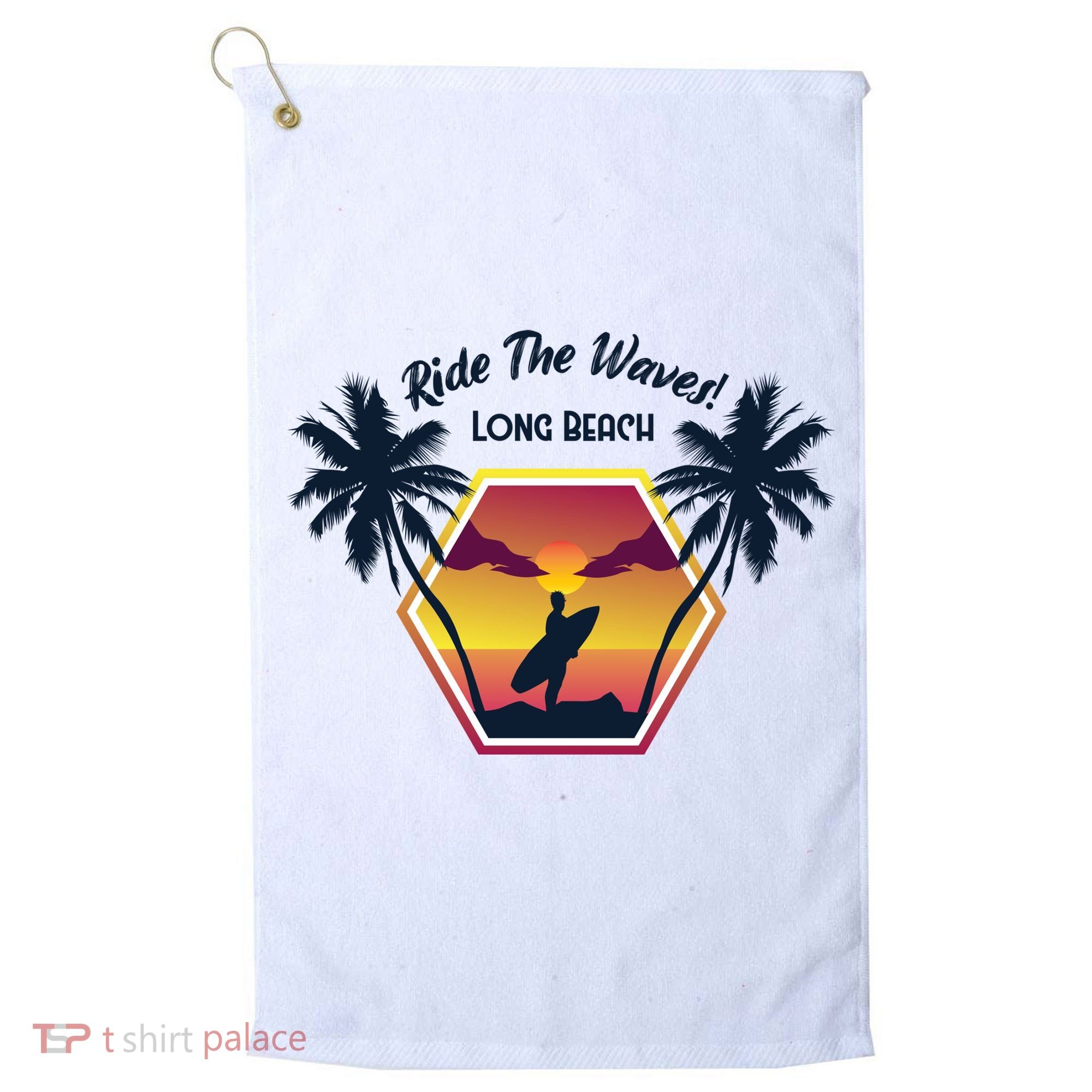 Ride The Waves Long Beach Golf Towel