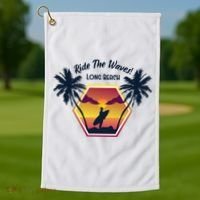 Ride The Waves Long Beach Golf Towel thumb 1